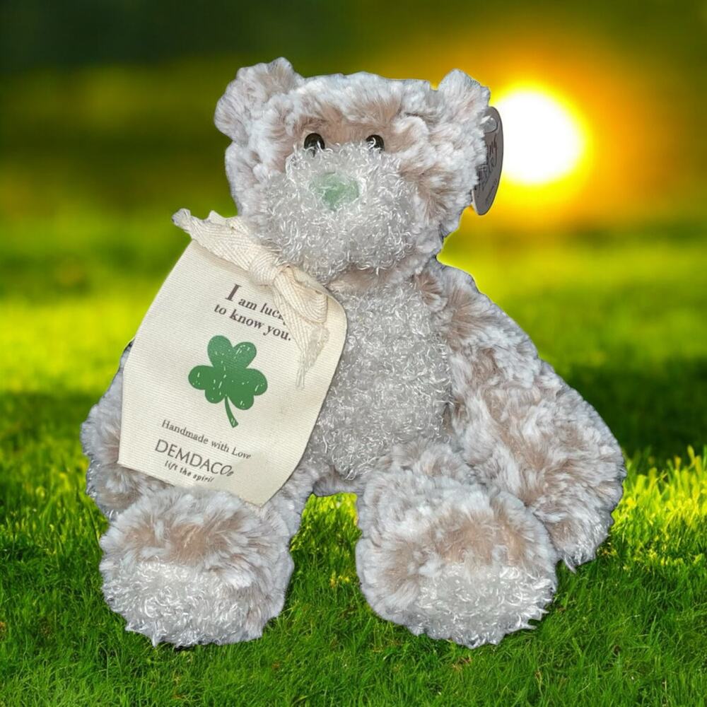 Demdaco Giving Bear 9" Shamrock Plush Lucky to Know You Stuffed Animal Support
